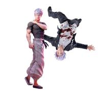 JJK Lot de 2 figurines animées Gojo Satoru Action Figurine suspendue tête baissée Éditions endommagées par la guerre du personnage d'anime Gojo Figurine PVC Modèle Ornements de bureau