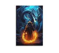 JJKKLB Poster décoratif sur toile représentant le dragon ancien sorcier - Impression d'art moderne pour chambre à coucher - 60 x 90 cm