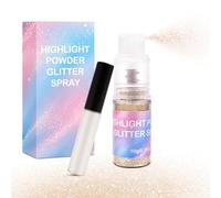 JJKOL Spray Paillettes Visage Corps, Spray Paillette Cheveux avec Flacon Adhésif, Maquillage Paillette Highlighter Lumineux en Poudre Libre, Glitter pour Makeup Vetement Carnaval Fête, Champagne