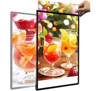 JJKSKV Caisson Lumineux Publicitaire LED Ultra Fin, Cadre d'affiche Lumineux Coulissant, Affichage De Menu Rétroéclairé Montable Au Mur/Plafond for Restaurants, Bars, Magasins Et Théâtres(Black,A2)