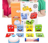 JJKTO 3D Puzzle Face-Changing Magic Cube，Puzzle De Expression en Bois,Cubes Face Change Cube Jeu,Jouet Montessori,Jeu Interactif avec Cloche，préscolaire, Enfants Et Adultes avec