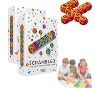 JJKTO Jeu De Dés Brouillés，Jeu De Mots avec Dés Mélangés pour 1 À 5 Joueurs - Jeu De Société Amusant Et Stimulant，Voyages Et Soirées en Famille - Apprenez des Mots Tout en Vous Amusant-2PCS