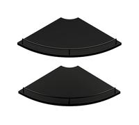 JJL Étagère d'angle Murale 30 cm, étagère Flottante 2 Niveaux, Design éventail, Bois Rustique avec clôture, Noir, Rangement Appartement, Chambre à Coucher, Cuisine & Salle de Bain