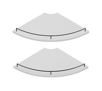 JJL Étagère d'angle Murale 30 cm, étagère Flottante 2 Niveaux, Design éventail, Bois Rustique avec clôture, Blanc, Rangement Appartement, Chambre à Coucher, Cuisine & Salle de Bain