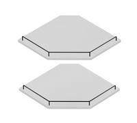 JJL Étagère d'angle Murale 30 cm, étagère Flottante hexagonale 2 Niveaux en Bois Rustique Blanc avec clôture, Rangement Mural pour Appartement & Chambre à Coucher