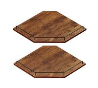 JJL Étagère d'angle Murale 30 cm, étagère Flottante hexagonale 2 Niveaux en Bois Rustique Marron, décoration Murale avec clôture, Organiseur de Rangement pour Appartement