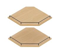 JJL Étagère d'angle Murale 30 cm, étagère Flottante hexagonale 2 Niveaux en Bois Rustique Naturel avec clôture, Organiseur de Rangement pour Appartement & Chambre à Coucher