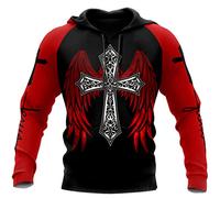 JJLLAZAD 3D Christ Hoodies pour Hommes Femmes Jésus Chevalier Imprimer Printemps Automne Manches Longues Chemise USA Taille,Cross Wing Hoodie,5XL