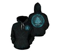 JJLLAZAD Sweat À Capuche Nordique Arbre du Monde Viking Sweat Imprimé 3D pour Hommes Automne À Manches Longues Décontracté Ample Grande Taille Veste Harajuku,Blue Hoodie,M