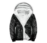 JJLLAZAD Sweat à Capuche Odin Hommes Corne Vegvisir Valknut Yggdrasil Été Hiver Costumes Cosplay Viking,Warmer Hoodie,5XL