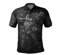 JJLLAZAD Sweat à Capuche Odin Hommes Corne Vegvisir Valknut Yggdrasil Été Hiver Costumes Cosplay Viking,Polo Shirt,5XL