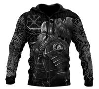JJLLAZAD Sweat à Capuche Odin Hommes Corne Vegvisir Valknut Yggdrasil Été Hiver Costumes Cosplay Viking,Zip Hoodie,5XL