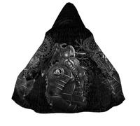JJLLAZAD Sweat à Capuche Odin Hommes Corne Vegvisir Valknut Yggdrasil Été Hiver Costumes Cosplay Viking,Cloak,5XL