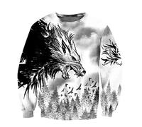 JJLLAZAD Sweats À Capuche Viking pour Hommes Fenrir Wolf 3D Imprimé Complet Pull Décontracté Sweat-Shirt Automne Couple Surdimensionné À Manches Longues À Capuche,Tattoo Wolf Sweater,L