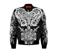 JJLLAZAD Viking Jormungandr Sweat à Capuche Hommes Vegvisir Yggdrasil Été Hiver Mythologie Nordique Costumes de Cosplay 11 Types et 8 Tailles,Viking Jacket,3XL
