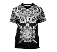 JJLLAZAD Viking Jormungandr Sweat à Capuche Hommes Vegvisir Yggdrasil Été Hiver Mythologie Nordique Costumes de Cosplay 11 Types et 8 Tailles,Viking Tshirt,M