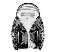 JJLLAZAD Viking Jormungandr Sweat à Capuche Hommes Vegvisir Yggdrasil Été Hiver Mythologie Nordique Costumes de Cosplay 11 Types et 8 Tailles,Viking Warmer Hoodie,3XL