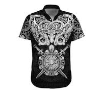 JJLLAZAD Viking Jormungandr Sweat à Capuche Hommes Vegvisir Yggdrasil Été Hiver Mythologie Nordique Costumes de Cosplay 11 Types et 8 Tailles,Viking Dress Shirt,5XL