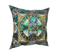 JJLLAZAD Vikings Taie d'oreiller Nordique Mythe Art Polyester Coussin Coussin Accueil Décor Rétro Coussin d'oreiller Hommes Cadeau Impression 3D,Web of wyrd,20x20Inch