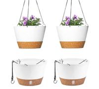 JJoexyfit Lot de 2 pots de fleurs suspendus pour plantes d'intérieur et d'extérieur avec plateau de niveau d'eau visible, trou de drainage, auto-arrosage pour jardin et maison (20,3 cm)
