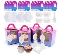 JJoexyfit Lot de 20 boîtes à cupcakes individuelles avec poignée pour cookies, desserts, tartes, boulangerie, bonbons, fête de mariage (dégradés)