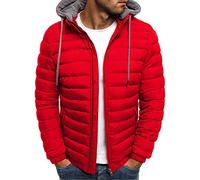 JJPAR Doudoune Homme Capuche Polaire Coton Grande Taille Veste Militaire Parka Mi Saison Hiver Chaud Épais Pulls Gilets Sweats Décontractée Mode Slim Pas Cher Manche Longue Hoodies Blousons XXL Rouge