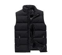 JJPAR Gilets Homme Doudoune sans Manches Slim Zippé Automne Hiver Chaud Épais Blousons Poches Couleur Unie Décontractée Sweat-Shirt Grande Taille Col Montant Pas Cher Outdoor Hauts L-5XL, Noir, XL