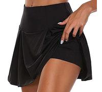 JJPAR Jupe Short Femme Ete Sexy Chic Short Femme Sport Short Femme Grande Taille Haute Élastique Décontracté Couleur Unie Yoga Short Pants Randonnée Activewear Tennis Running Course Noir 3XL