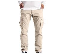 JJPAR Pantalon de Travail Homme Beige Grande Taille Cargo Militaire Sport Jogging Pantalons Moto Tactique Multi Poches Mode Slim Décontractée Randonnée Chasse Dockers Pants D'été L B-beige