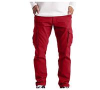 JJPAR Pantalon de Travail Homme Rouge Grande Taille Cargo Militaire Sport Jogging Pantalons Moto Tactique Multi Poches Mode Slim Décontractée Randonnée Chasse Dockers Pants D'été M B-red