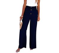 JJPAR Pantalon Fluide Femme éTé Femme Pantalon Taille Elastique Pantalon Jogging Femme Taille Haute Fluide Chic Et Elegant Lin Large Elastique Jogging Travail Sport Randonnee Ete Baggy Marine XL