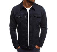 JJPAR Veste en Jean Homme sans Capuche Longue Blouson Jean Militaire Multi-Poches Col Revers Slim Décontractée Vintage Pas Cher Sweat Moto Printemps Eté Marine L