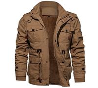 JJPAR Veste Travail Homme Capuche Col Revers Manteaux Militaire Parka Mi Saison Hiver Chaud Épais Blousons Décontractée Zippé Pas Cher Slim Manche Longue Multi-Poches Trucker Jacket A18