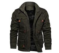 JJPAR Veste Travail Homme Capuche Col Revers Manteaux Militaire Parka Mi Saison Hiver Chaud Épais Blousons Décontractée Zippé Pas Cher Slim Manche Longue Multi-Poches Trucker Jacket A18