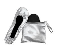JJPRIME - Chaussures de fête avec Sac Pliable, Escarpins de Danse Pliables, Escarpins enroulables argentés - Argenté - Silver, 39 EU