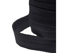 JJPRIME- Cotton 25mm 1 Herringbone Craft Apron Twill Dressmaking Sewing Bunting Tape (Black, 20 Meter) by JJOnlineStore