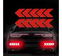 JJQFLB Compatible pour Dacia Dokker Van, 10 Pièces/Ensemble D'autocollants de Sécurité D'avertissement, Ruban Réfléchissant pour Panneau de Flèche,1-Red