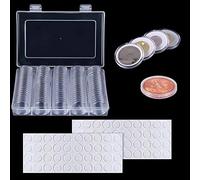 JJQHYC 100 Pièces Capsules pour Pièces de Monnaie Transparentes 30 mm Collection de Pièces Boîte de Rangement avec Mousses de Protection