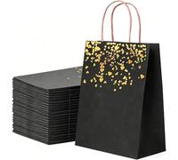 JJQHYC 18 Pièces Sacs Cadeaux avec Poignée Sac en Papier Kraft Petit Pochette Sac Anniversaire Sacs de Fête pour Noël Mariage Anniversaire (Noir)