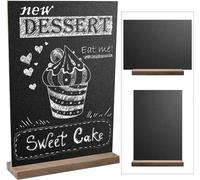 JJQHYC 2 Pièces Petits Tableaux Noir Support pour Marque Places Tableau Mémo Ardoise avce Base en Bois Décoration de Table de Mariage Tableaux Noirs