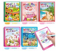 JJQHYC 5 Pièces Livres Magique à L'eau Réutilisable Livre de Dessin, Livre de Coloriage a L’eau, Peinture de Magique de L'eau avec Stylo Coloriage Magique Livre de Coloriage a l’eau