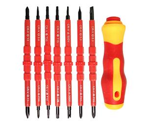 JJQHYC Ensemble de tournevis électrique isolé 7pcs multifonctionnel 14 en 1 kit d'outils de réparation d'électricien en alliage interchangeable