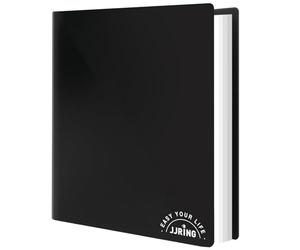 JJRING Porte-documents d'art avec pochettes en plastique, classeur à 24 pochettes, 48 pages, livre de présentation avec papier intérieur noir pour rangement d'œuvres d'art, noir, 45,7 x 53 cm