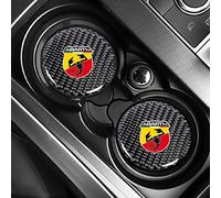 JJRY 2 Pcs Voiture Dessous Verres pour Fiat Abarth 595 Abarth 500 Abarth 124 Spider Voiture Dessous de Verre Anti-dérapant Support Gobelet intérieurs Accessoires,2pcs Black Abarth