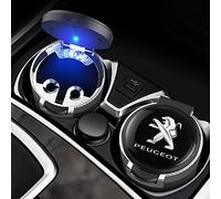 JJRY Cendrier Voiture, pour Peugeot 301/308/408/508 2008 3008 5008 Portable cendrier Auto extinguible sans fumée avec Couvercle Nettoyage Facile,Silver Style