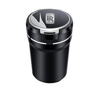 JJRY Cendrier Voiture, pour Rolls-Royce Phantom Ghost Cullinan Dawn Portable cendrier Auto extinguible sans fumée avec Couvercle Nettoyage Facile,Silver Large
