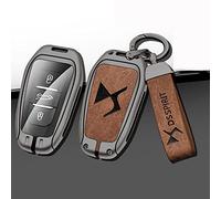 JJRY Voiture Coque Clé pour DS DS7 DS5 DS6 DS9 New Energy DS4 Porte-clés Coque Protection Cover Accessoires,Grey Brown Set