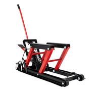 JJsdwin Cric de moto, 680 kg, pont élévateur de moto, avec roues et poignée, vérin hydraulique pour motos de route, motos de plage et motos d'aventure, rouge