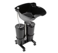JJsdwin Lavabo de coiffure, lavabo mobile avec 2 seaux et roulettes universelles, hauteur réglable vers l'arrière pour salons de beauté, coiffeur et hôpitaux