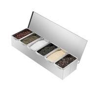 JJsdwin Lot de 6 récipients à ingrédients pour pizza, en acier inoxydable, avec couvercle, pour restauration, bar à salade, pour tables, buffets, fêtes, 46 x 15 x 9 cm
